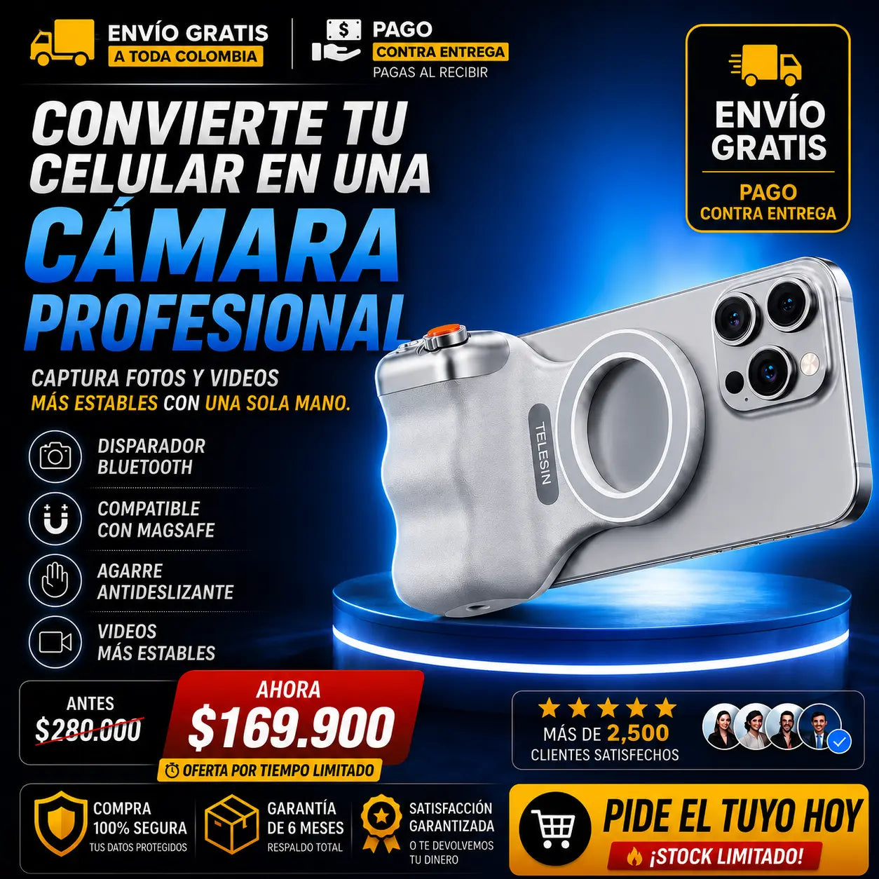 Telesin ProShot™ - Soporte Para Cámara Inteligente Magnético